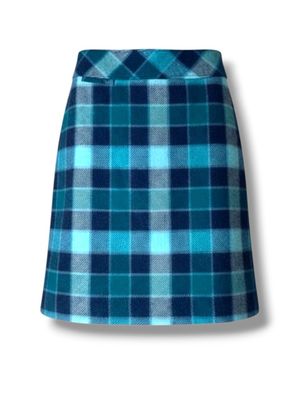 L.L. BEAN Tartan Plaid Mini Skirt Favorite Navy Teal Size 8
